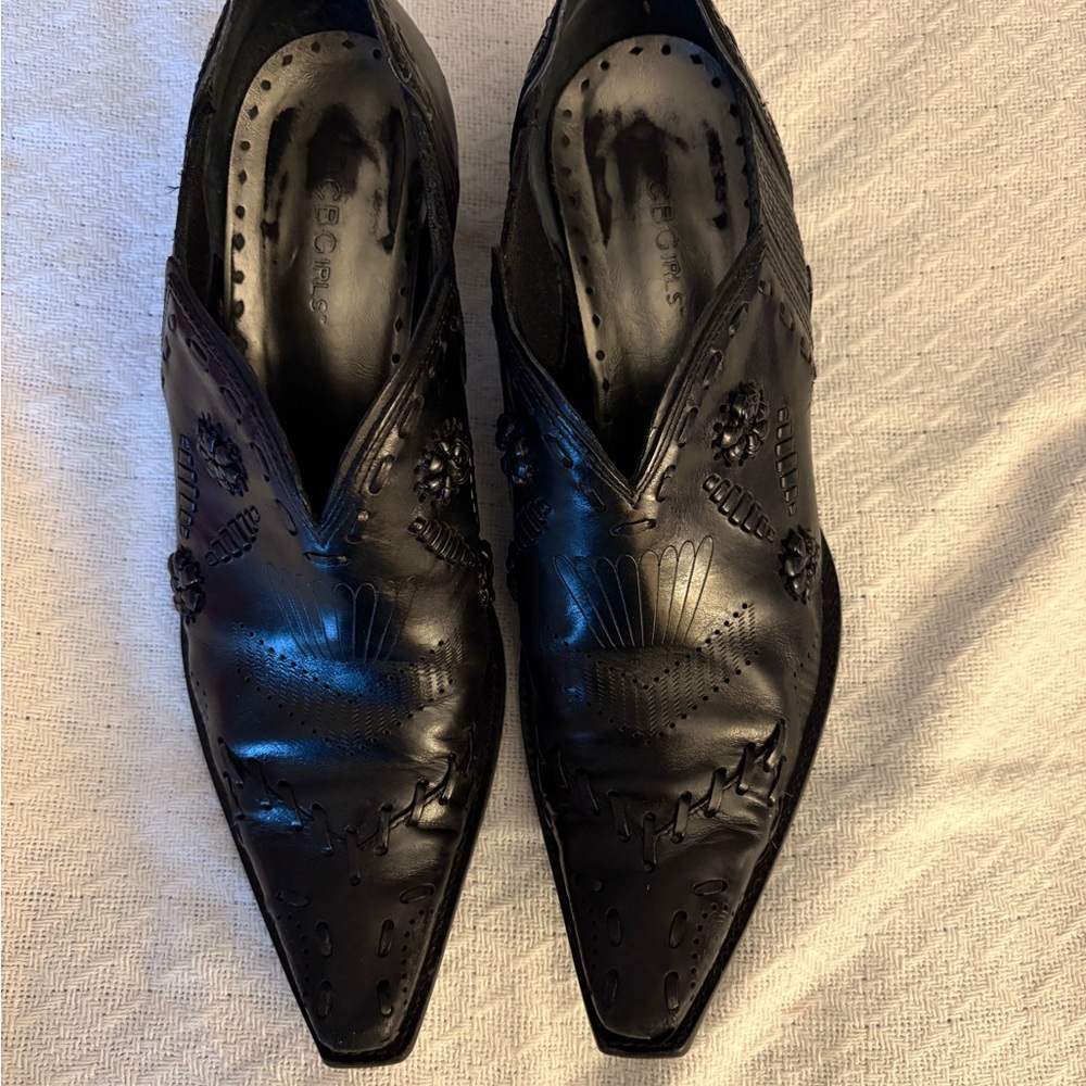 BCBGirls Black Embossed Ankle Booties Size 8.5M